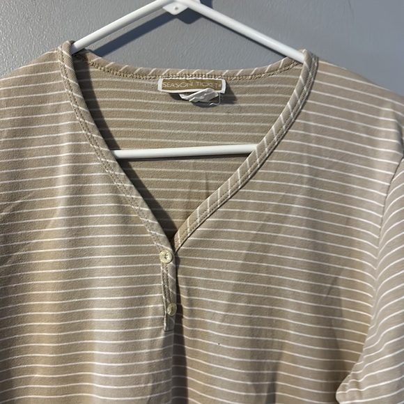 Season Ticket Striped Beige Long Sleeve Top - Picture 2 of 4